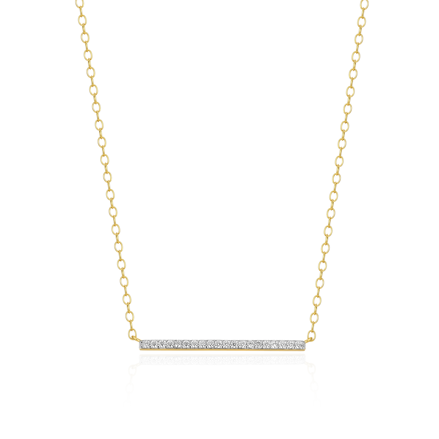 Pave Bar Necklace in 14K Yellow Gold-Plated Sterling Silver | M by Monte Luna