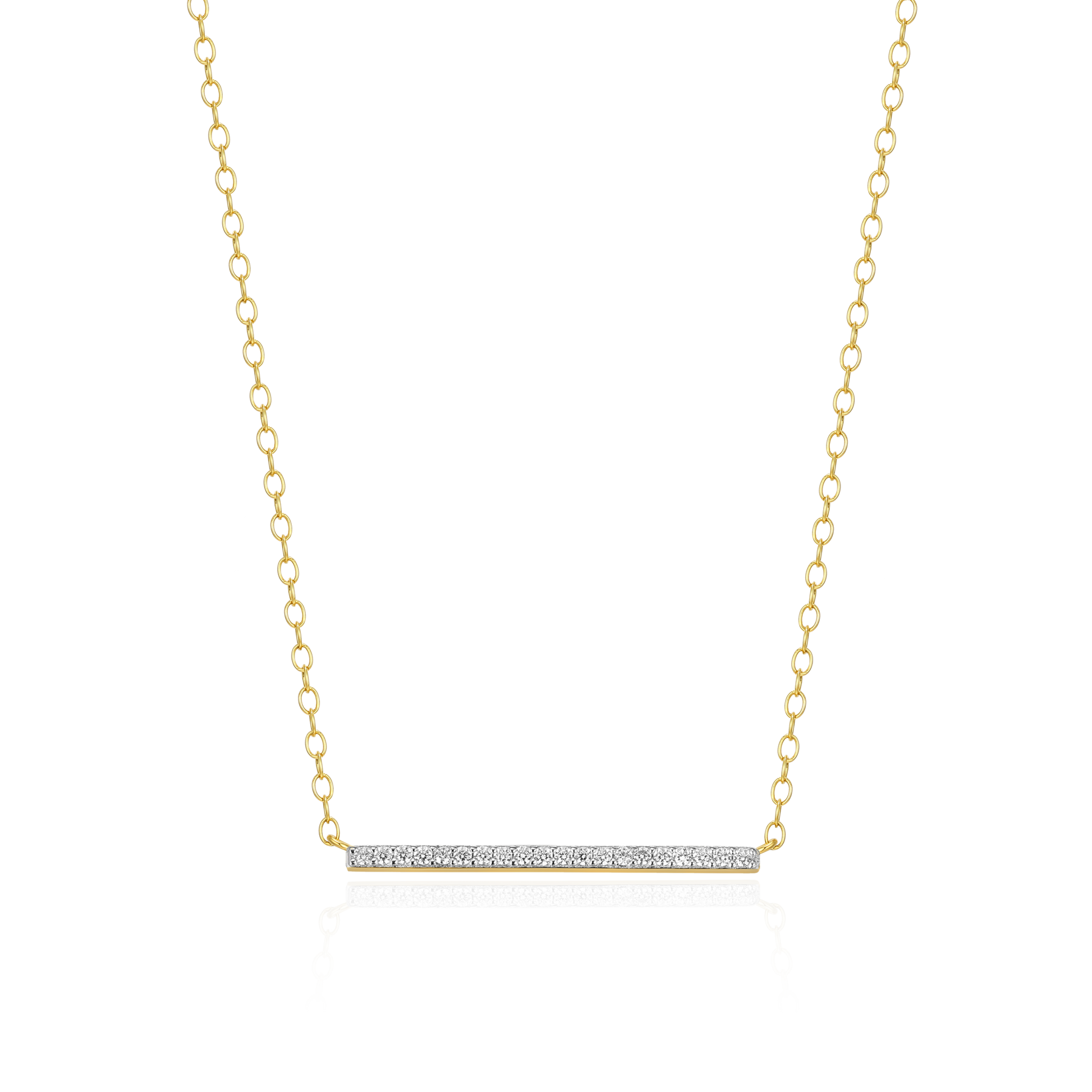 Pave Bar Necklace in 14K Yellow Gold-Plated Sterling Silver | M by Monte Luna