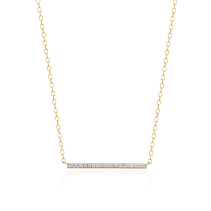 Pave Bar Necklace in 14K Yellow Gold-Plated Sterling Silver | M by Monte Luna