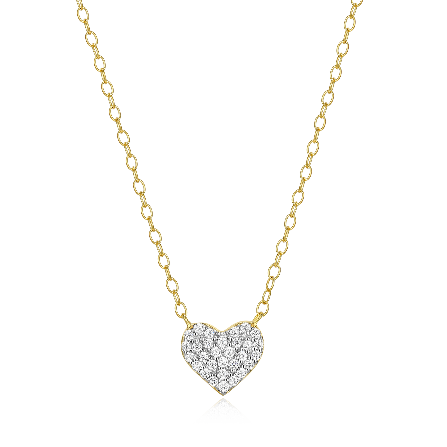 Pave Heart Necklace in 14K Yellow Gold-Plated Sterling Silver | M by Monte Luna