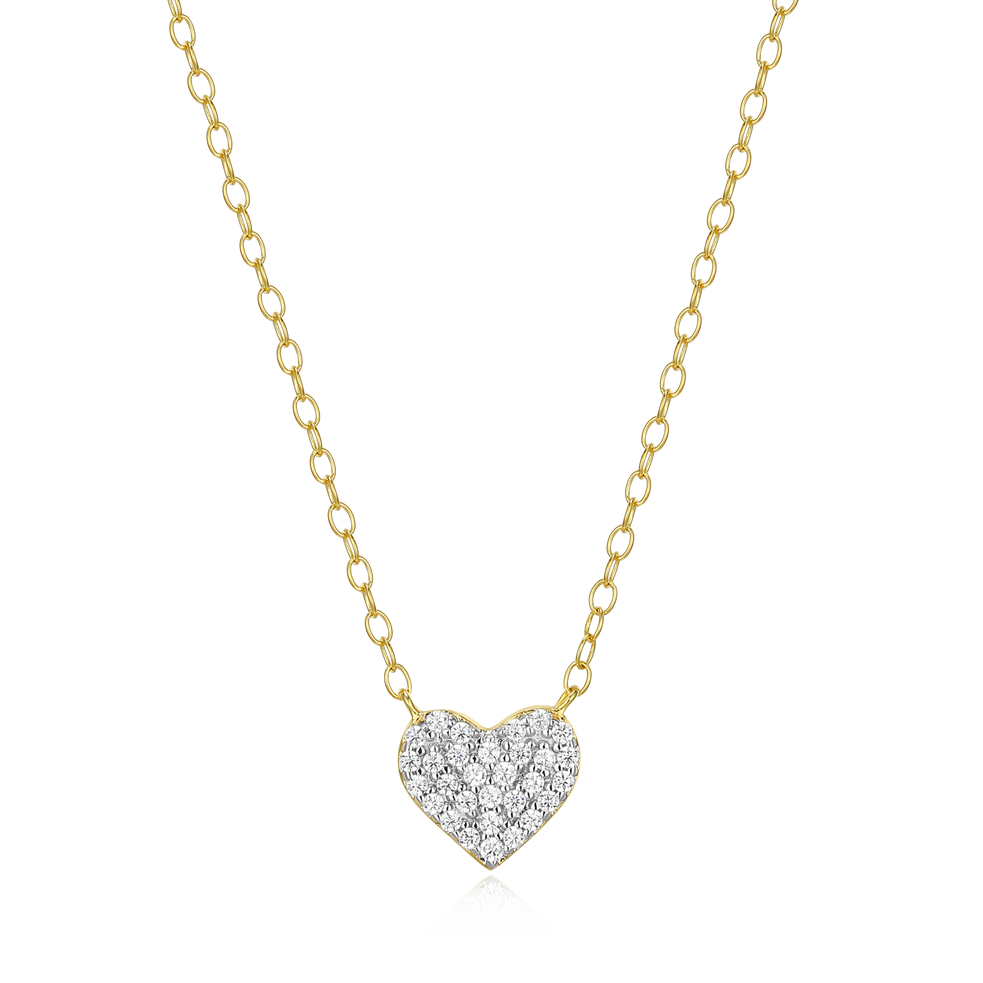 Pave Heart Necklace in 14K Yellow Gold-Plated Sterling Silver | M by Monte Luna