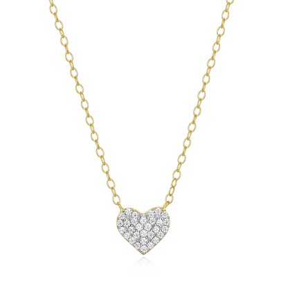 Pave Heart Necklace in 14K Yellow Gold-Plated Sterling Silver | M by Monte Luna