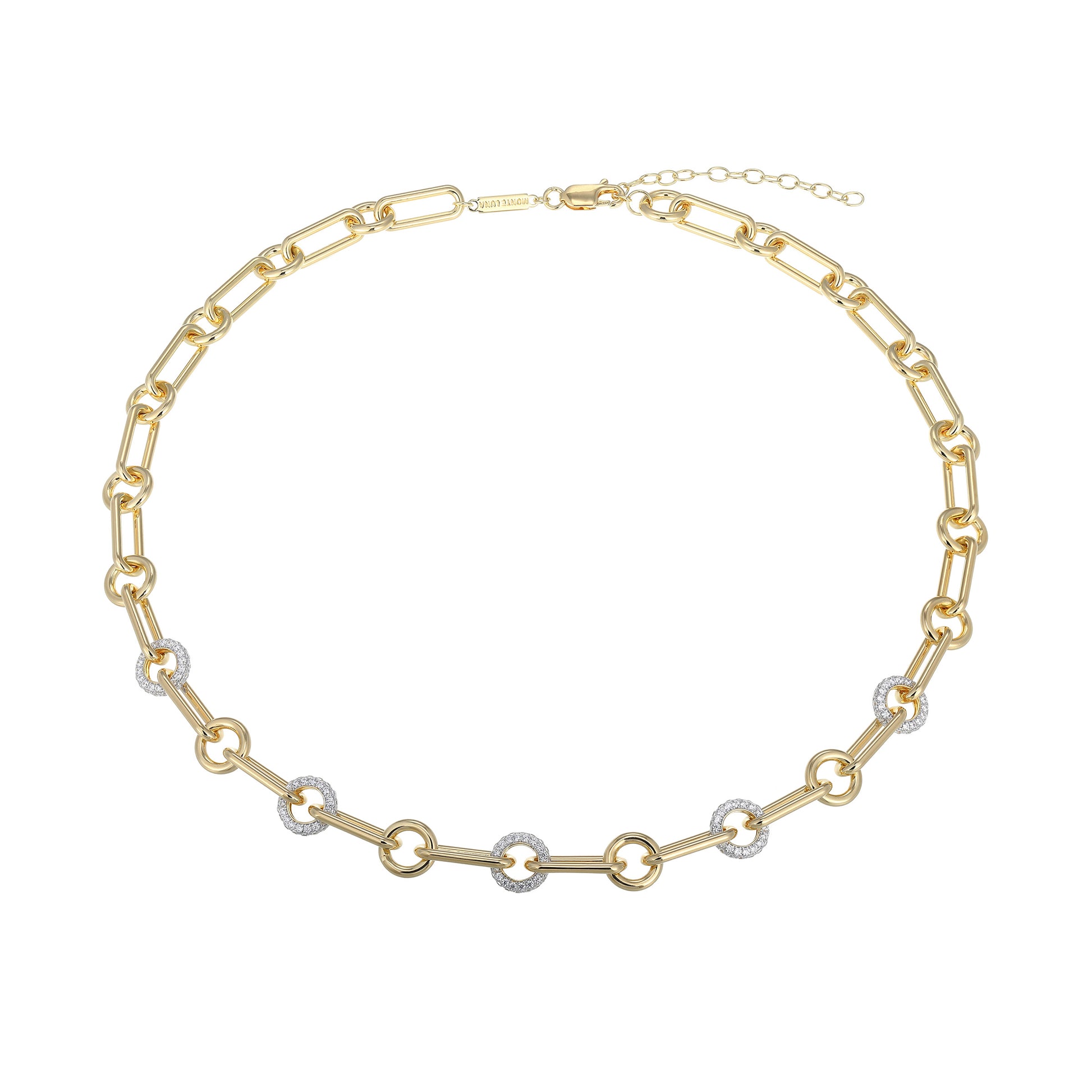MN0110 - Circlet Paperclip Lab-Created Diamond Necklace | Monte Luna