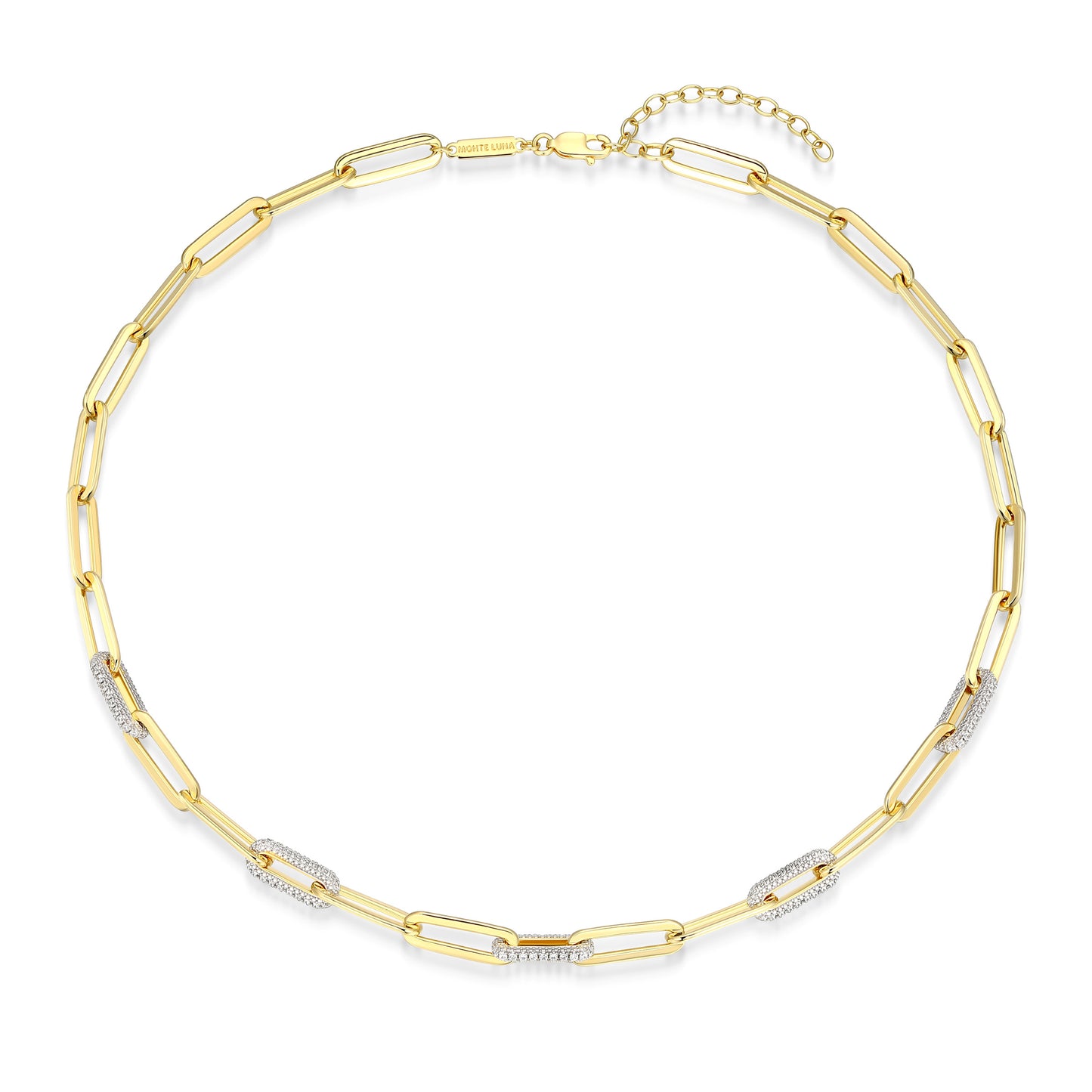 MN0119 - Paperclip Pave Chain Lab-Created Diamond Necklace | Monte Luna