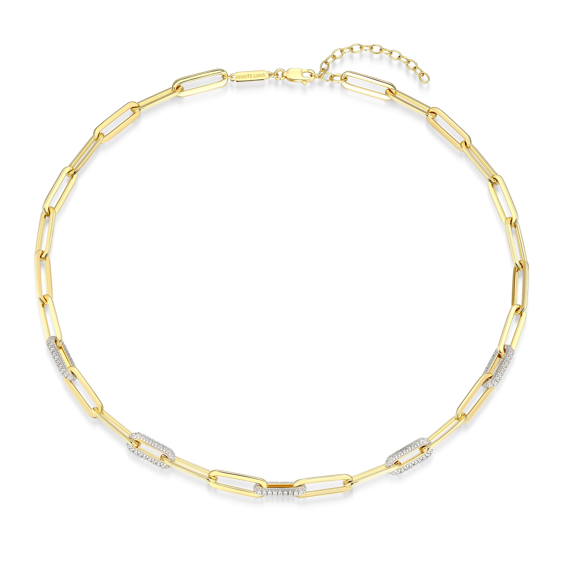 MN0119 - Paperclip Pave Chain Lab-Created Diamond Necklace | Monte Luna
