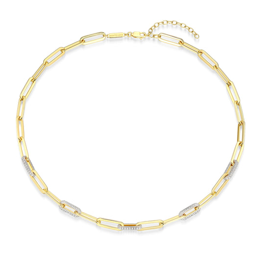 MN0119 - Paperclip Pave Chain Lab-Created Diamond Necklace | Monte Luna