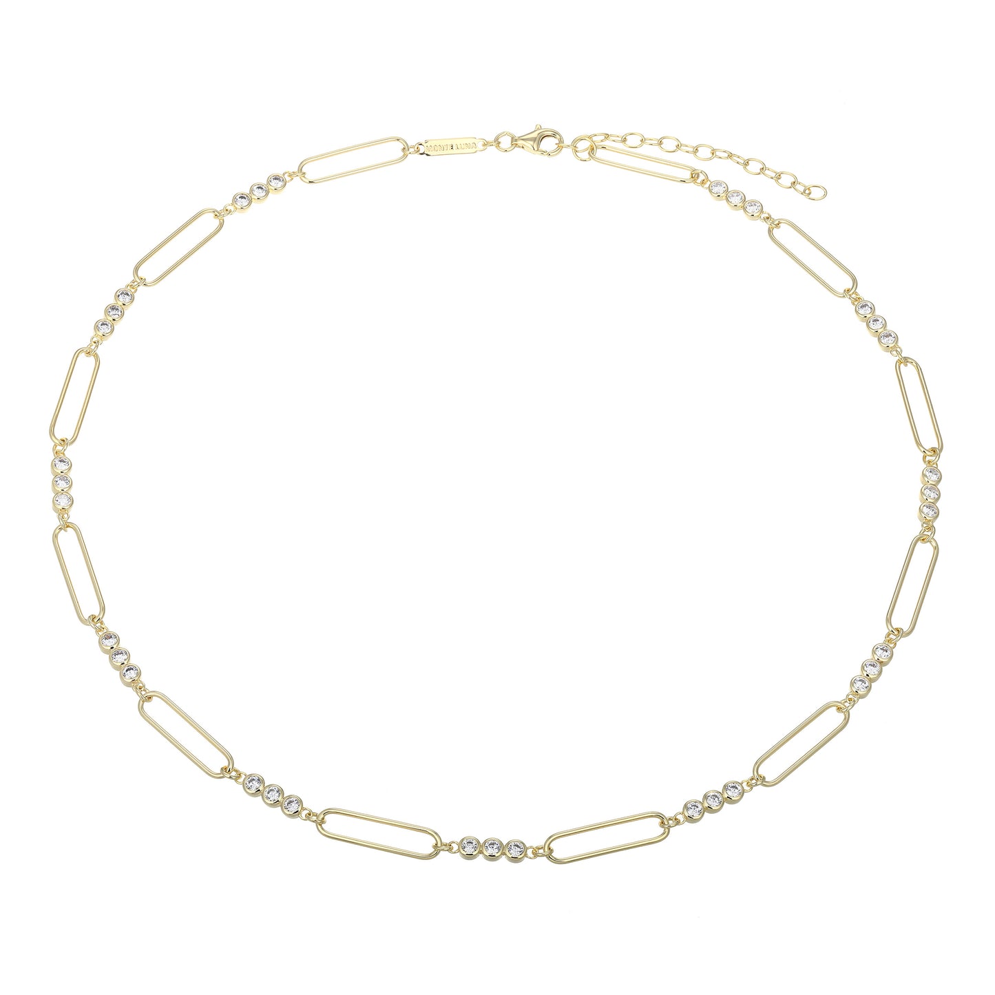 MN0120 - Bezel Paperclip Lab-Created Diamond Necklace | Monte Luna