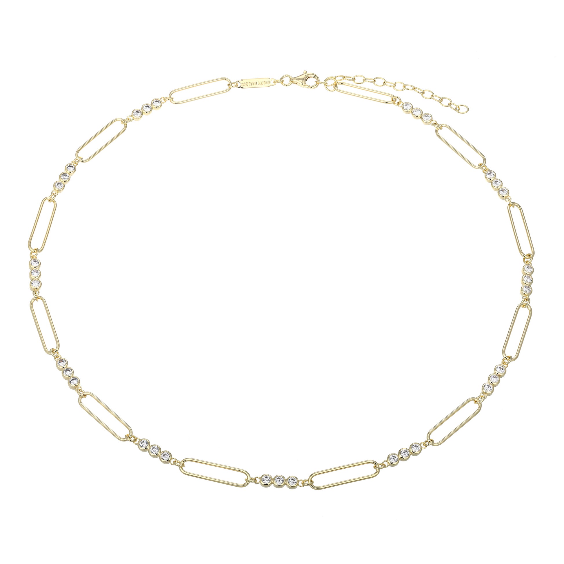 MN0120 - Bezel Paperclip Lab-Created Diamond Necklace | Monte Luna