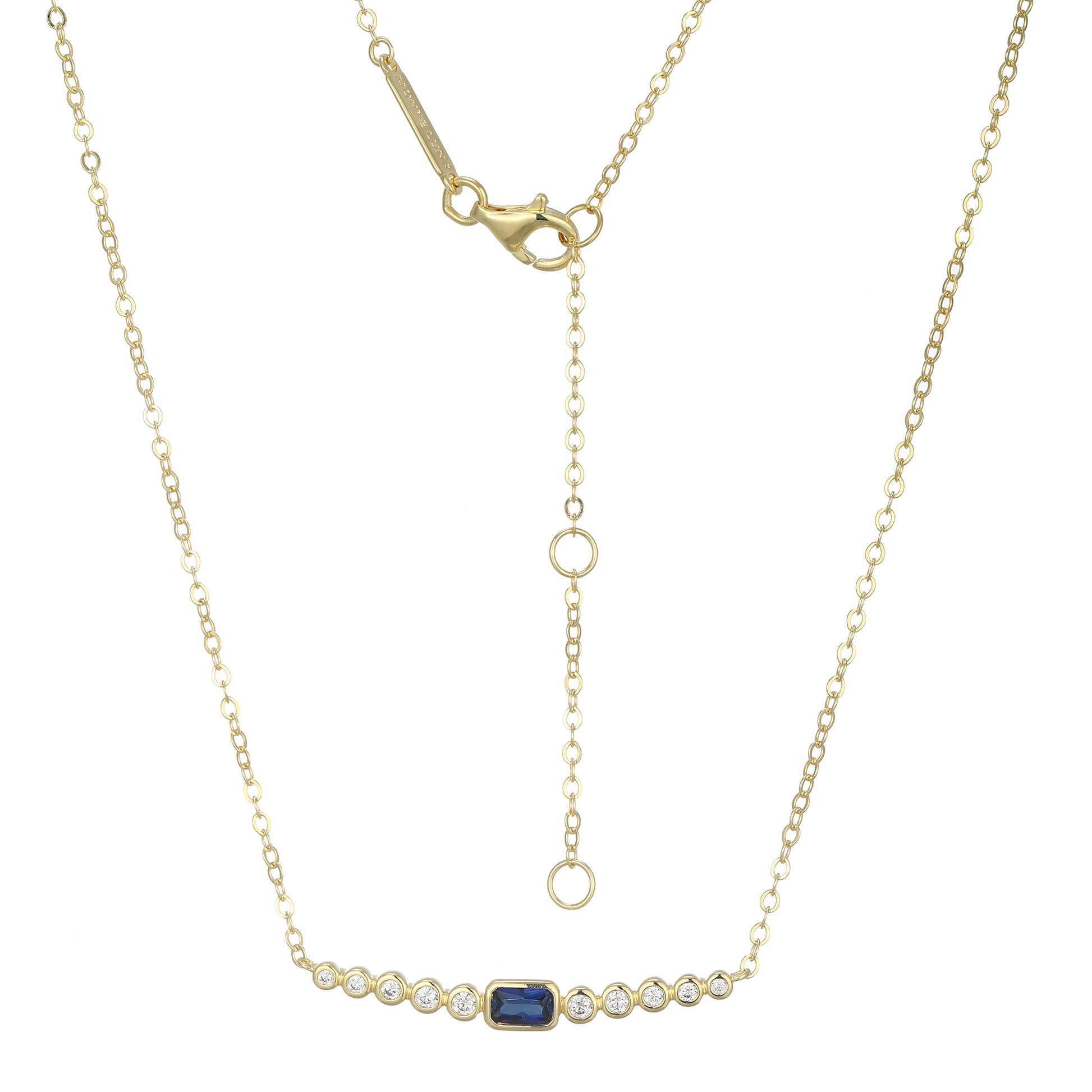 BN0252Y - Lab-Created Blue Sapphire & Lab-Created Diamond Bar Necklace | m by monte luna