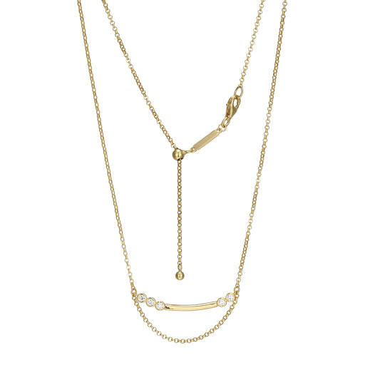BN0254Y - Lab-Created Diamond Bar Bolo Necklace | m by monte luna