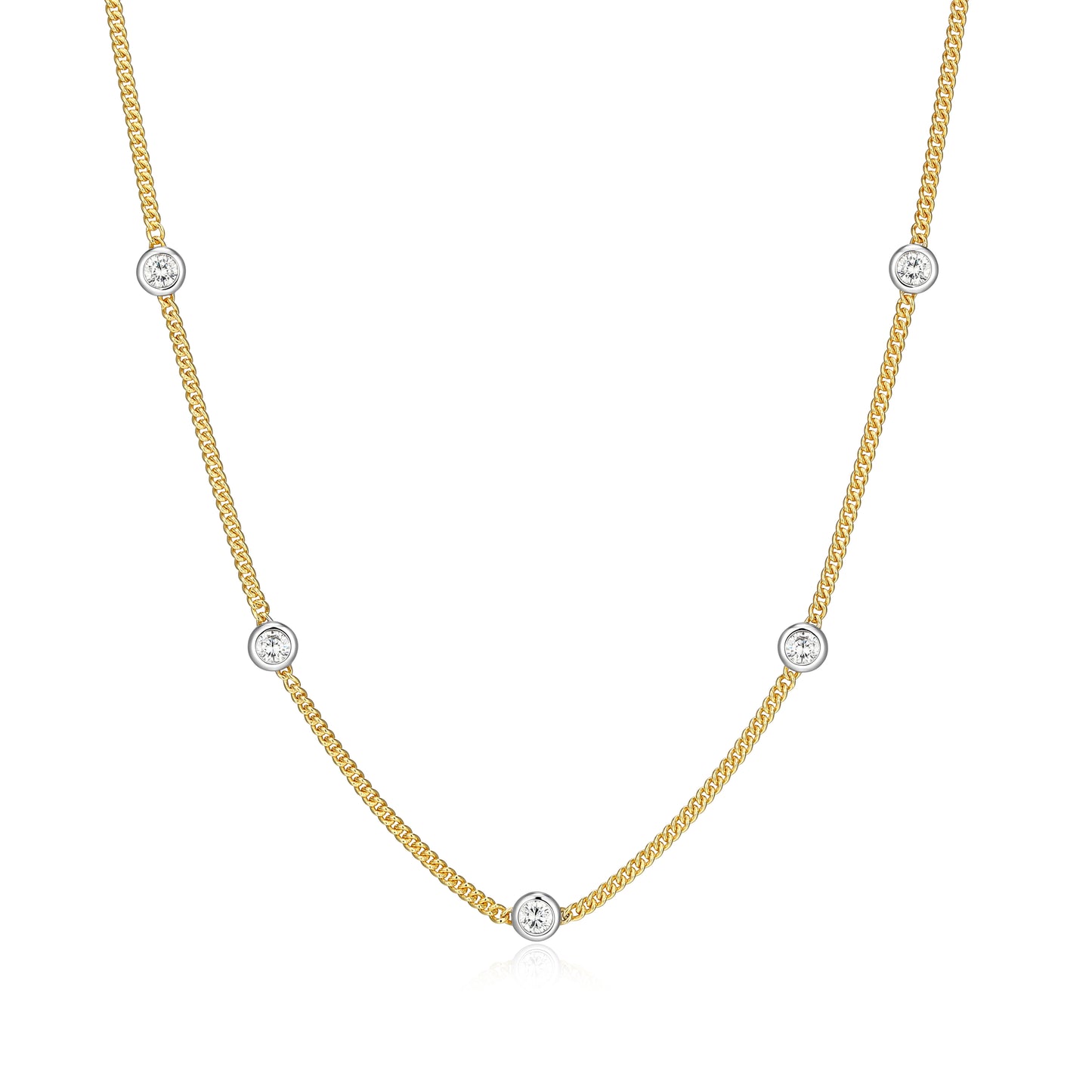MN0133Y - Two-Tone Station Curb Chain Neck;ace | Monte Luna