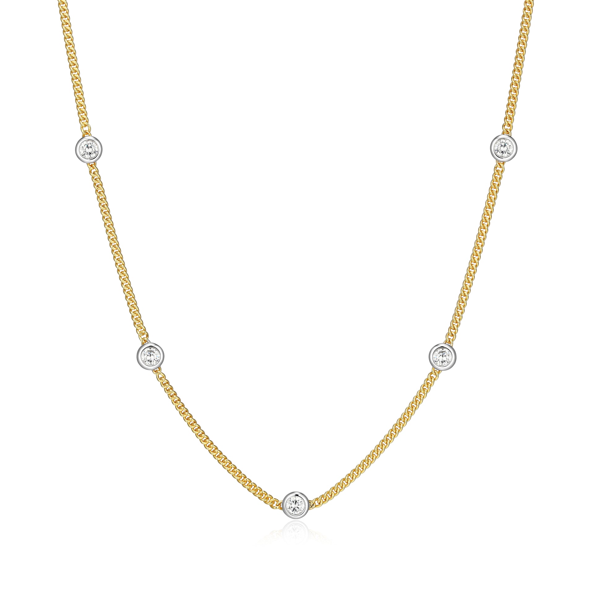 MN0133Y - Two-Tone Station Curb Chain Neck;ace | Monte Luna