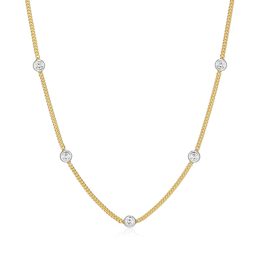 MN0133Y - Two-Tone Station Curb Chain Neck;ace | Monte Luna