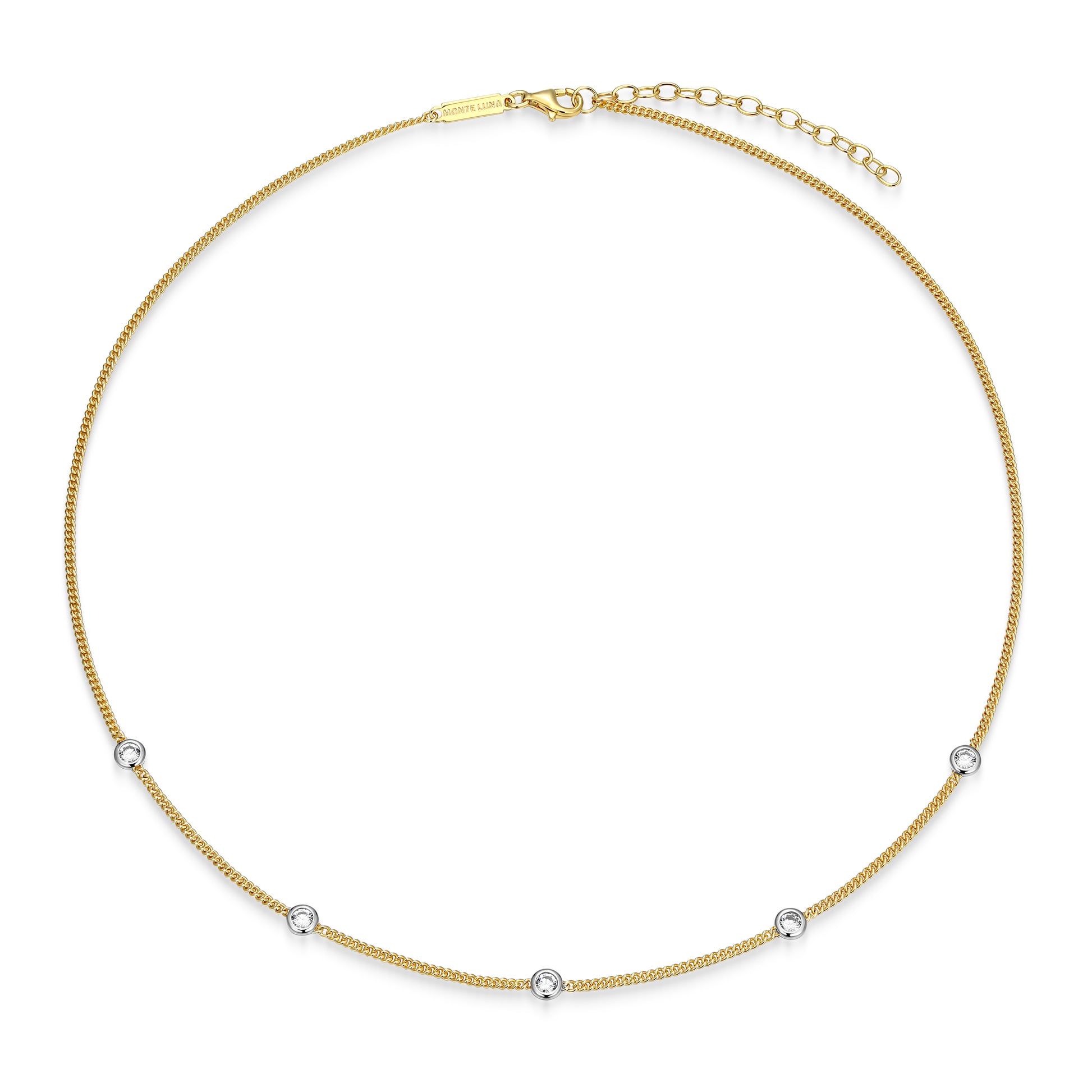 MN0133Y - Two-Tone Station Curb Chain Neck;ace | Monte Luna