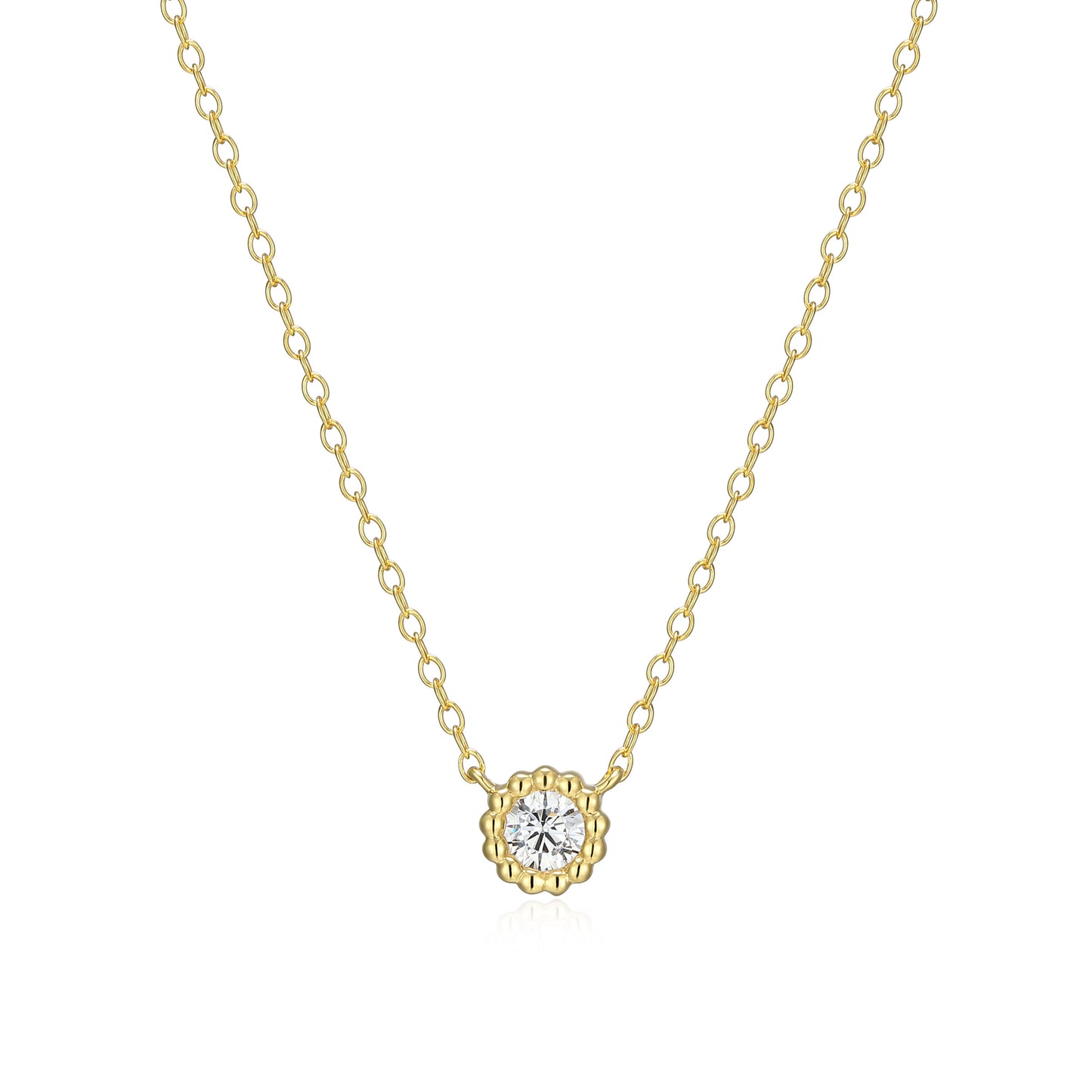 BN0299Y - Round Beaded Halo Necklace | m by monte luna
