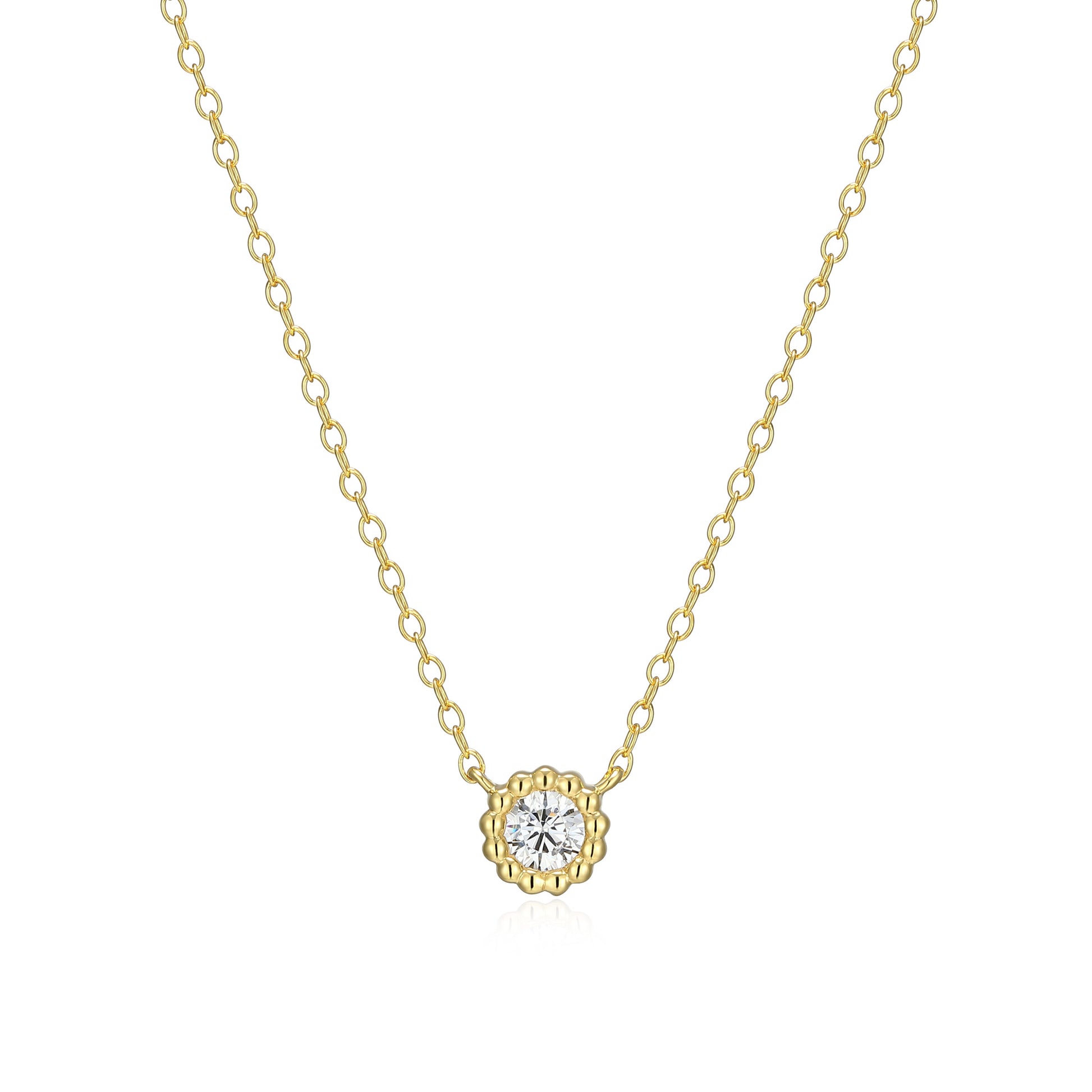 BN0299Y - Round Beaded Halo Necklace | m by monte luna