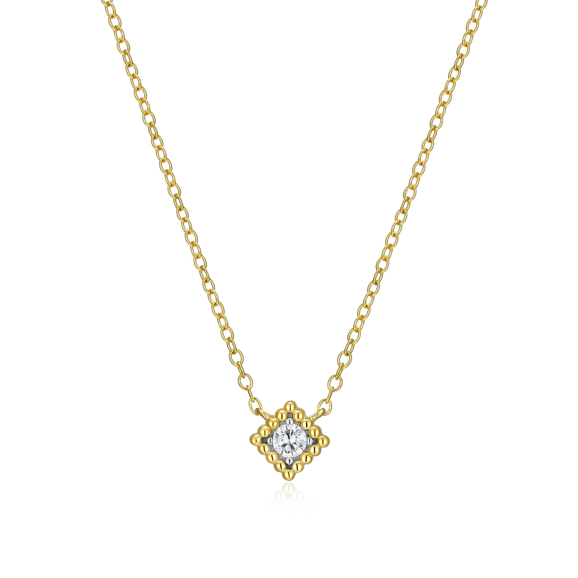 BN0300Y - Diamond Beaded Halo Necklace | m by monte luna