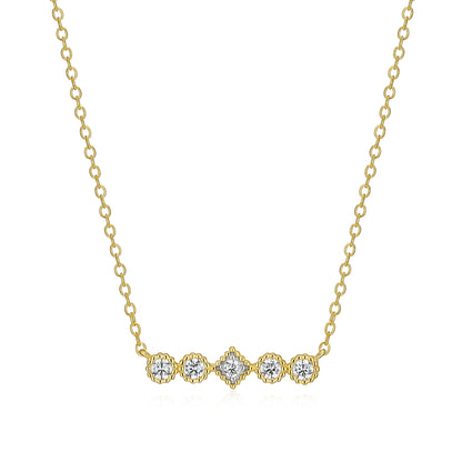 BN0300W - Round & Diamond Beaded Halo Necklace | m by monte luna