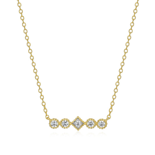 BN0300W - Round & Diamond Beaded Halo Necklace | m by monte luna
