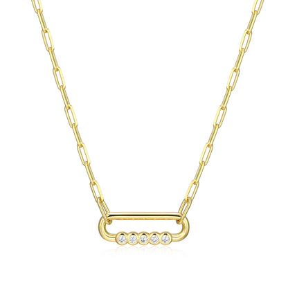 BN0304Y - Bezel-Set Paperclip Link Necklace | m by monte luna
