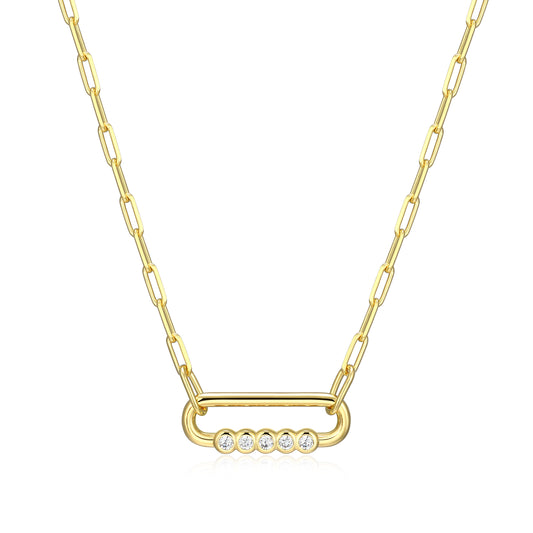 BN0304Y - Bezel-Set Paperclip Link Necklace | m by monte luna