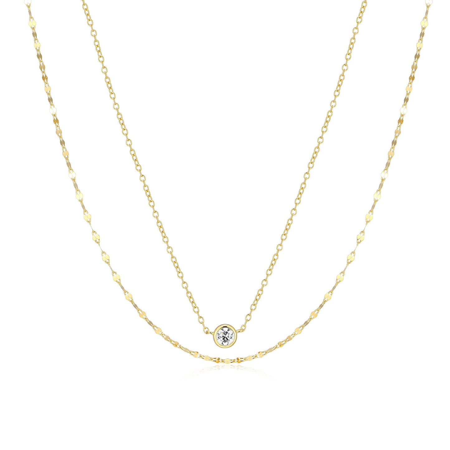 BN0305Y - Lumachina & Forzatina Cable Double Chain Necklace | m by monte luna