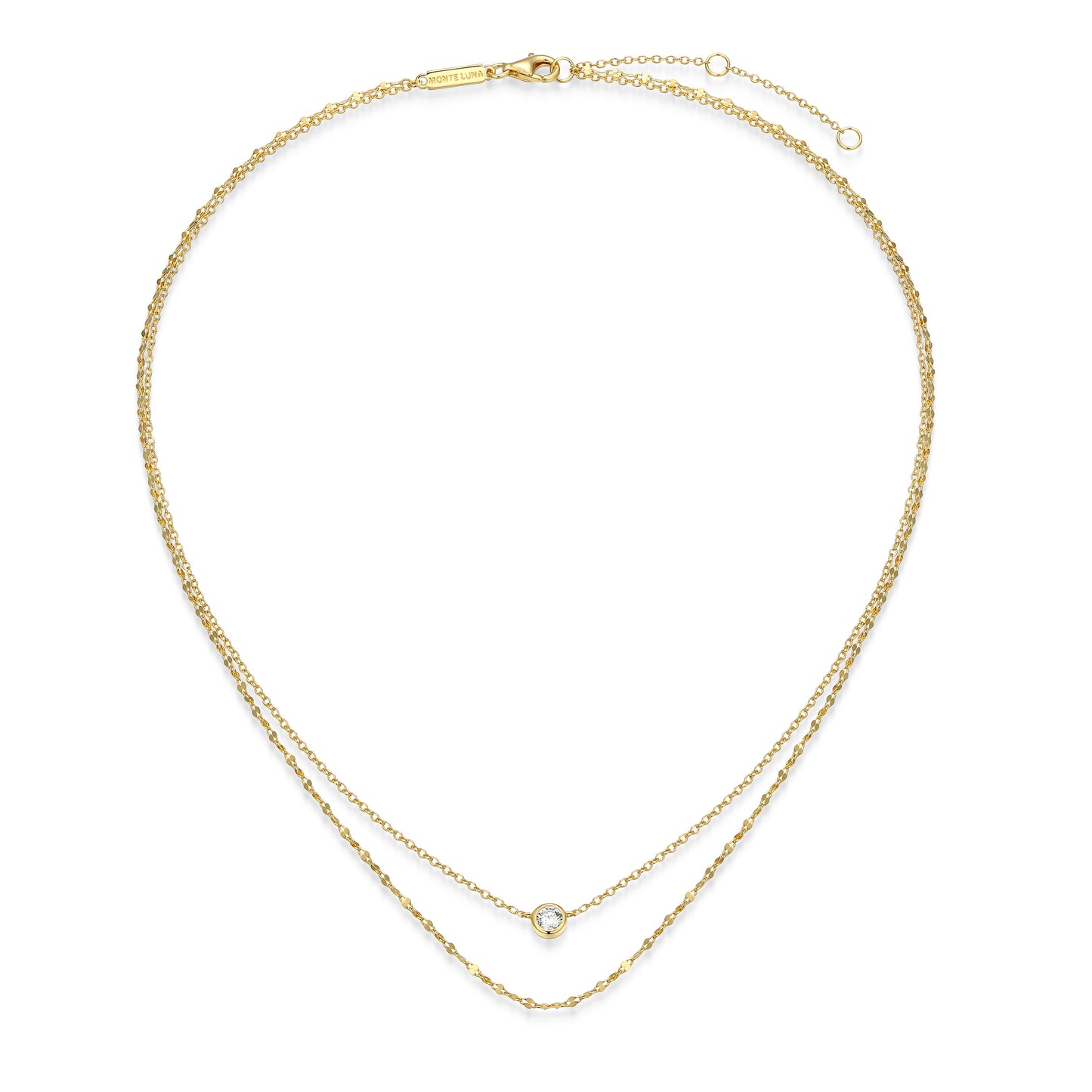 BN0305Y - Lumachina & Forzatina Cable Double Chain Necklace | m by monte luna