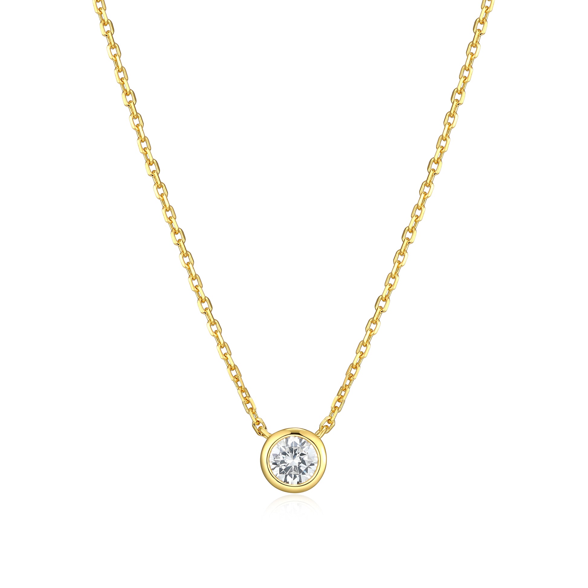 MN0143Y - Bezel Solitaire 1/4 CT Necklace | Monte Luna