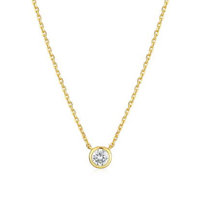 MN0143Y - Bezel Solitaire 1/4 CT Necklace | Monte Luna