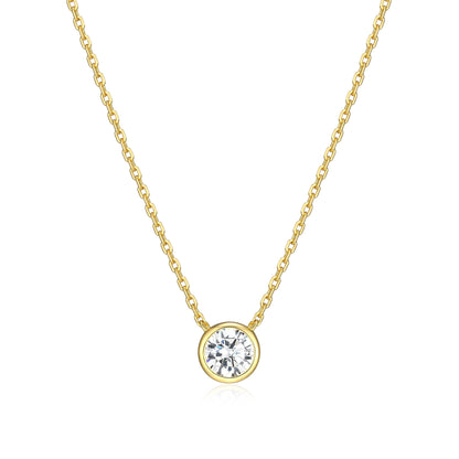 MN0144Y - Bezel Solitaire 1/2 CT Necklace | Monte Luna