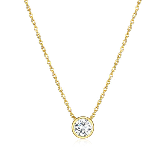 MN0144Y - Bezel Solitaire 1/2 CT Necklace | Monte Luna