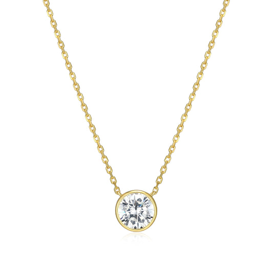 MN0145Y - Bezel Solitaire 1.0 CT Necklace | Monte Luna