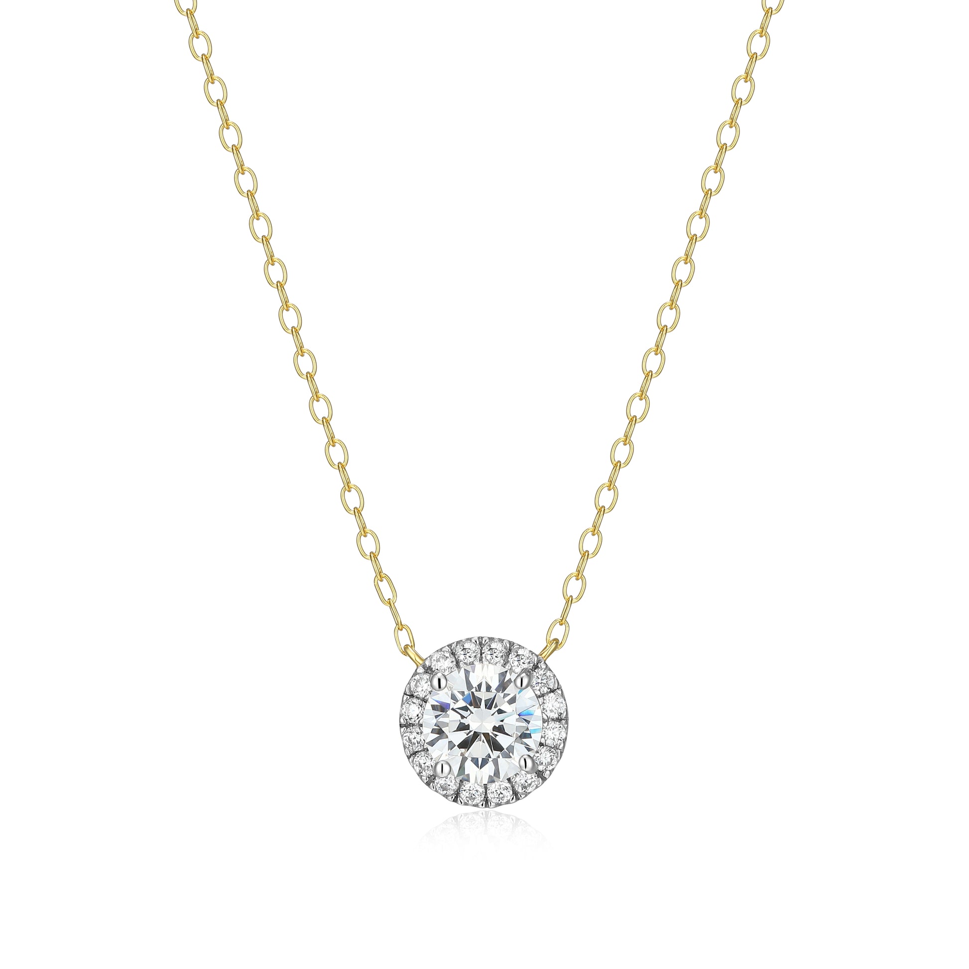 MN0147Y - Halo Stud Necklace | Monte Luna