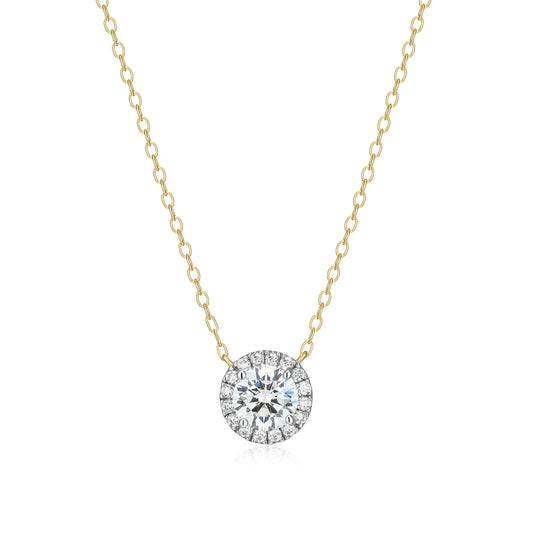 MN0147Y - Halo Stud Necklace | Monte Luna