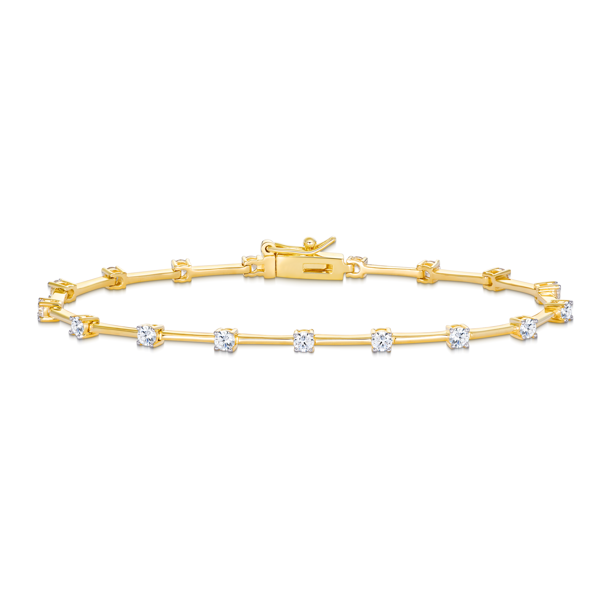 Lab-Created Diamond Segment Tennis Bracelet in 14K Yellow Gold-Plated Sterling Silver | M by Monte Luna