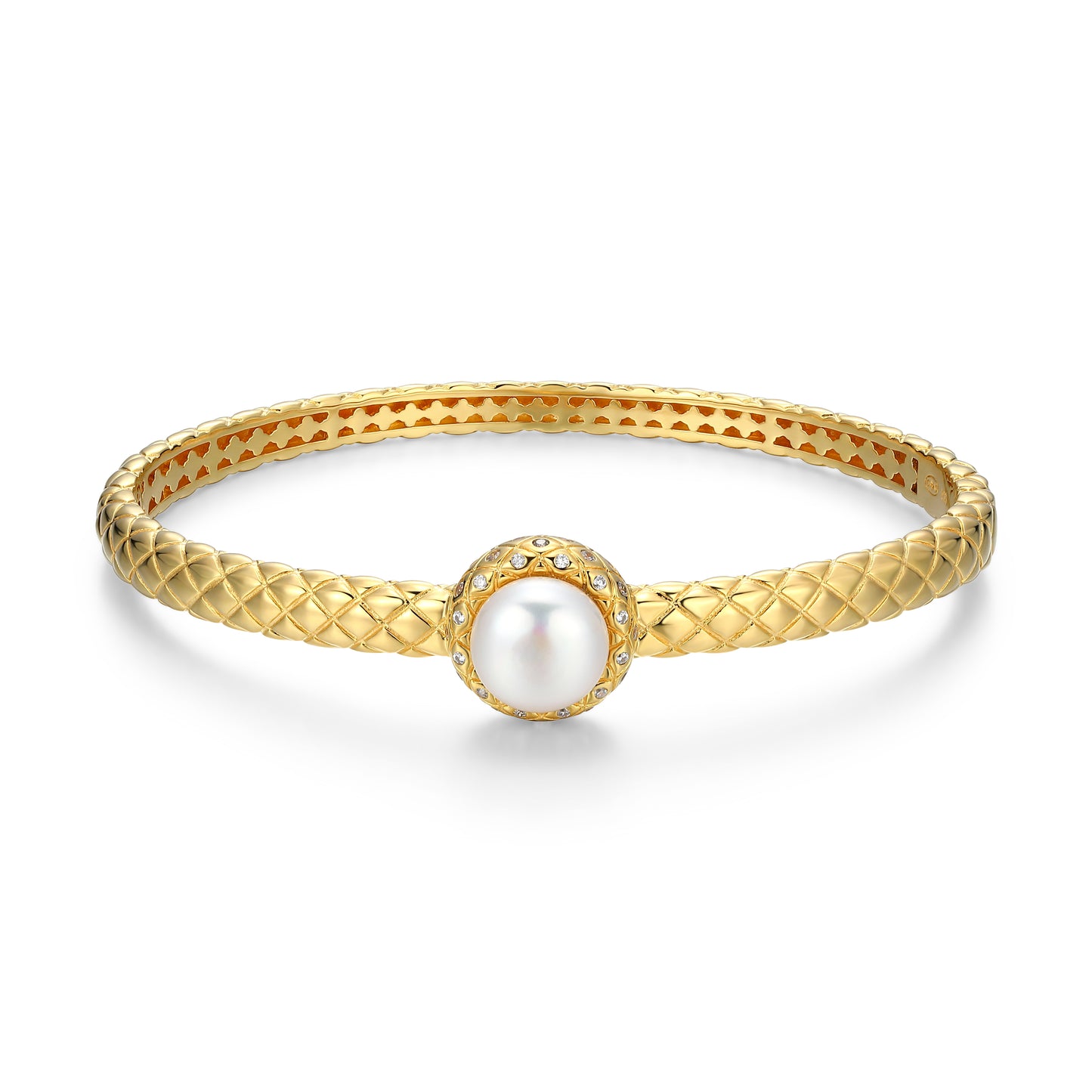 TEST BATCH 004 - Quilted Freshwater Pearl Bangle - 14K Yellow Gold-Plated