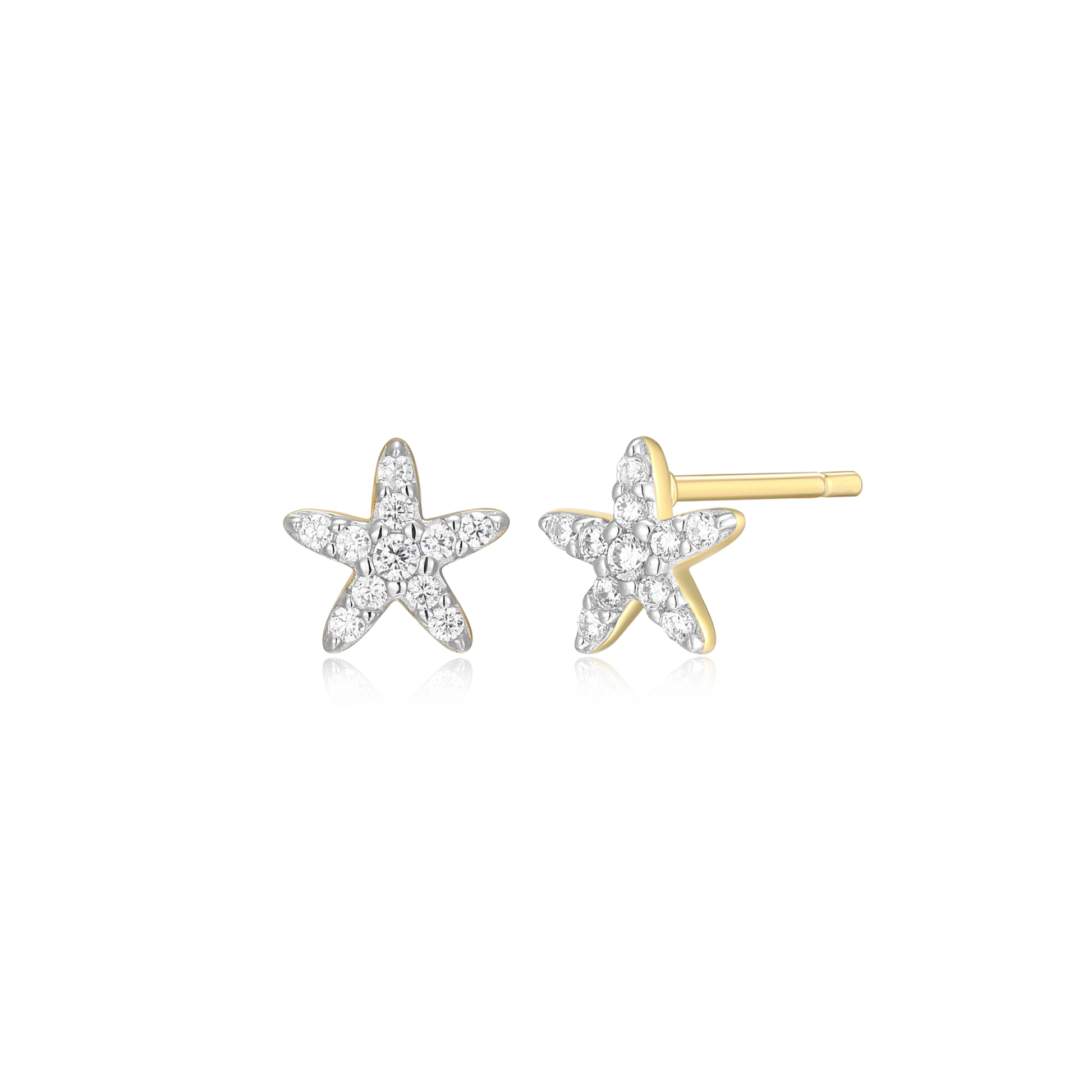 Starfish Stud Earrings in 14K Yellow Gold-Plated Sterling Silver | M by Monte Luna