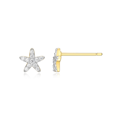 Starfish Stud Earrings in 14K Yellow Gold-Plated Sterling Silver | M by Monte Luna