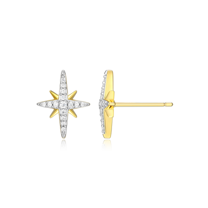 Cardinal Points Stud Earrings in 14K Yellow Gold-Plated Sterling Silver | M by Monte Luna