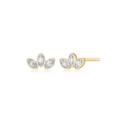 Triple Marquis Stud Earrings in 14K Yellow Gold-Plated Sterling Silver | M by Monte Luna