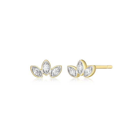Triple Marquis Stud Earrings in 14K Yellow Gold-Plated Sterling Silver | M by Monte Luna