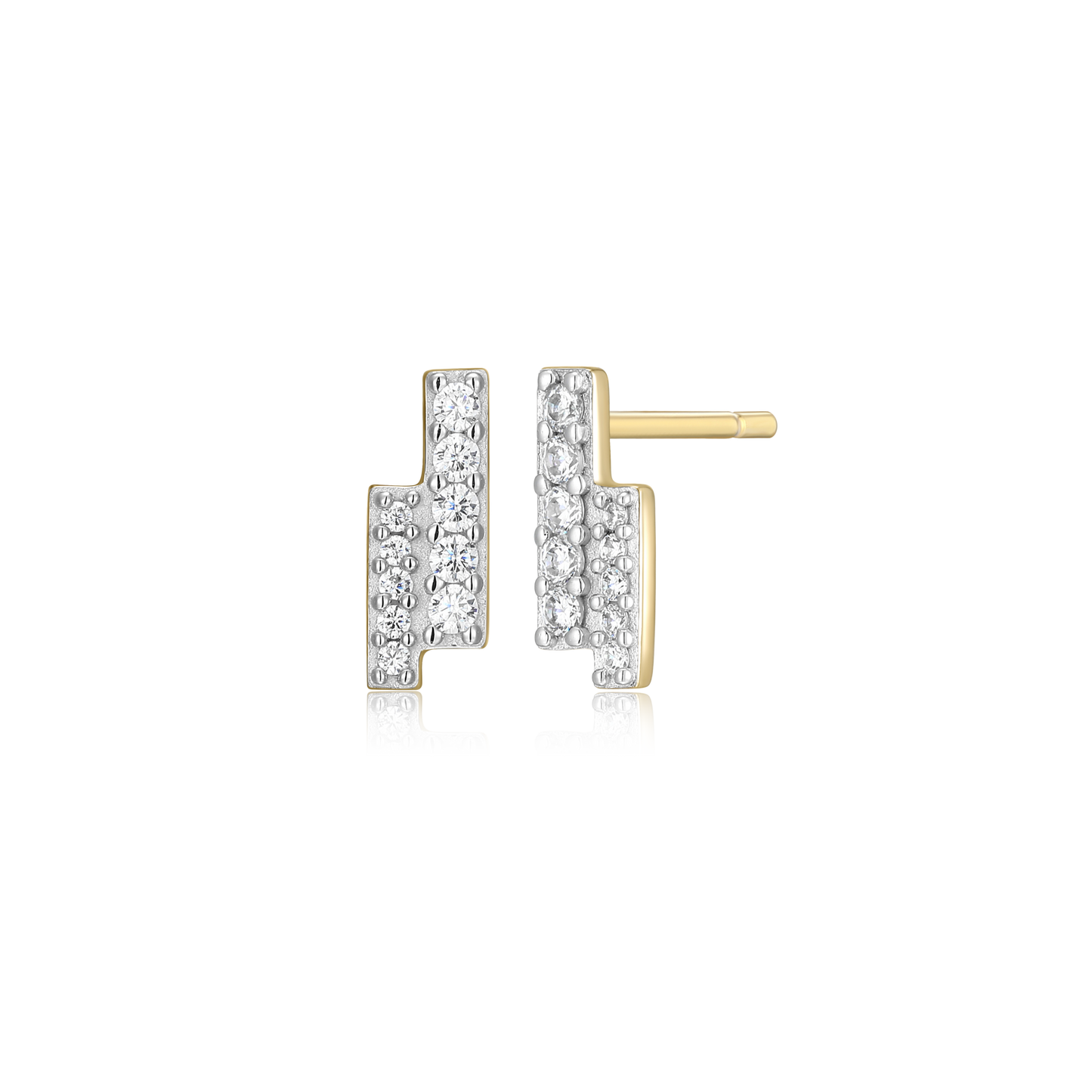 Double Bar Pave Stud Earrings in 14K Yellow Gold-Plated Sterling Silver | M by Monte Luna