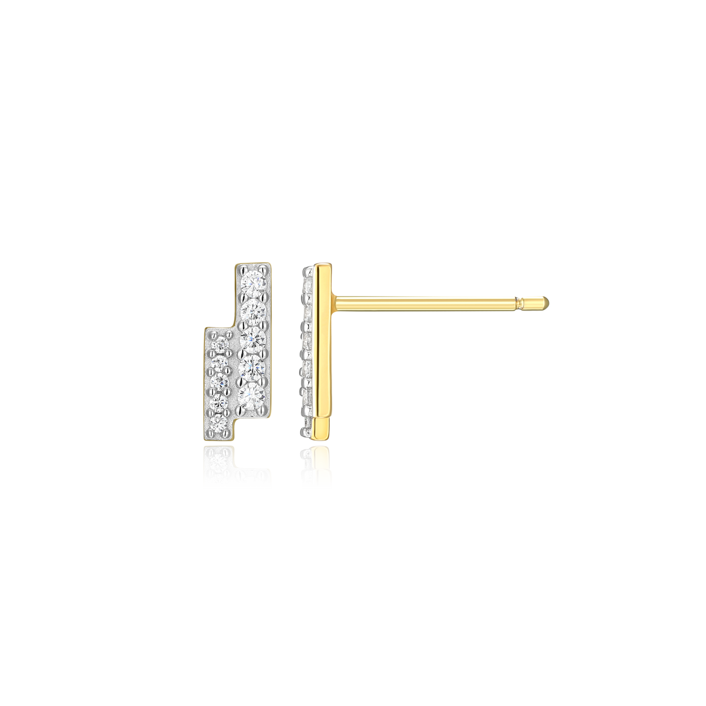 Double Bar Pave Stud Earrings in 14K Yellow Gold-Plated Sterling Silver | M by Monte Luna