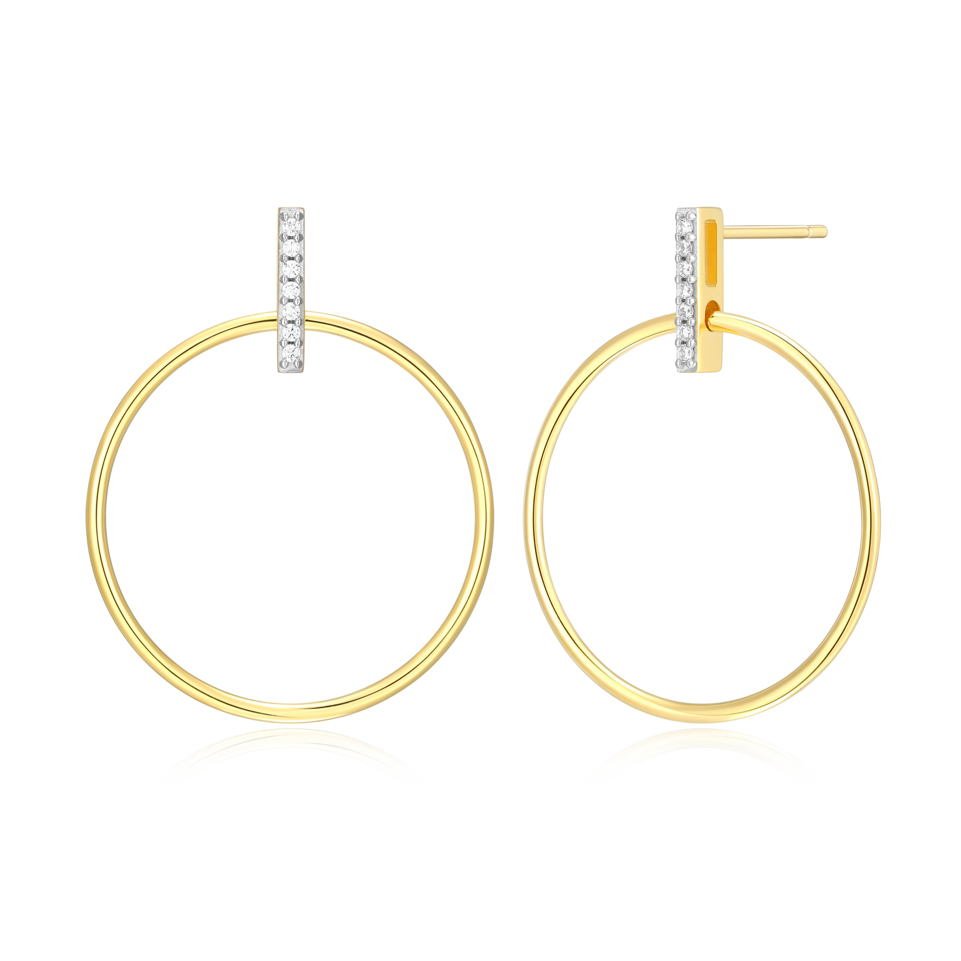 Front Hoop Stud Earrings in 14K Yellow Gold-Plated Sterling Silver | M by Monte Luna
