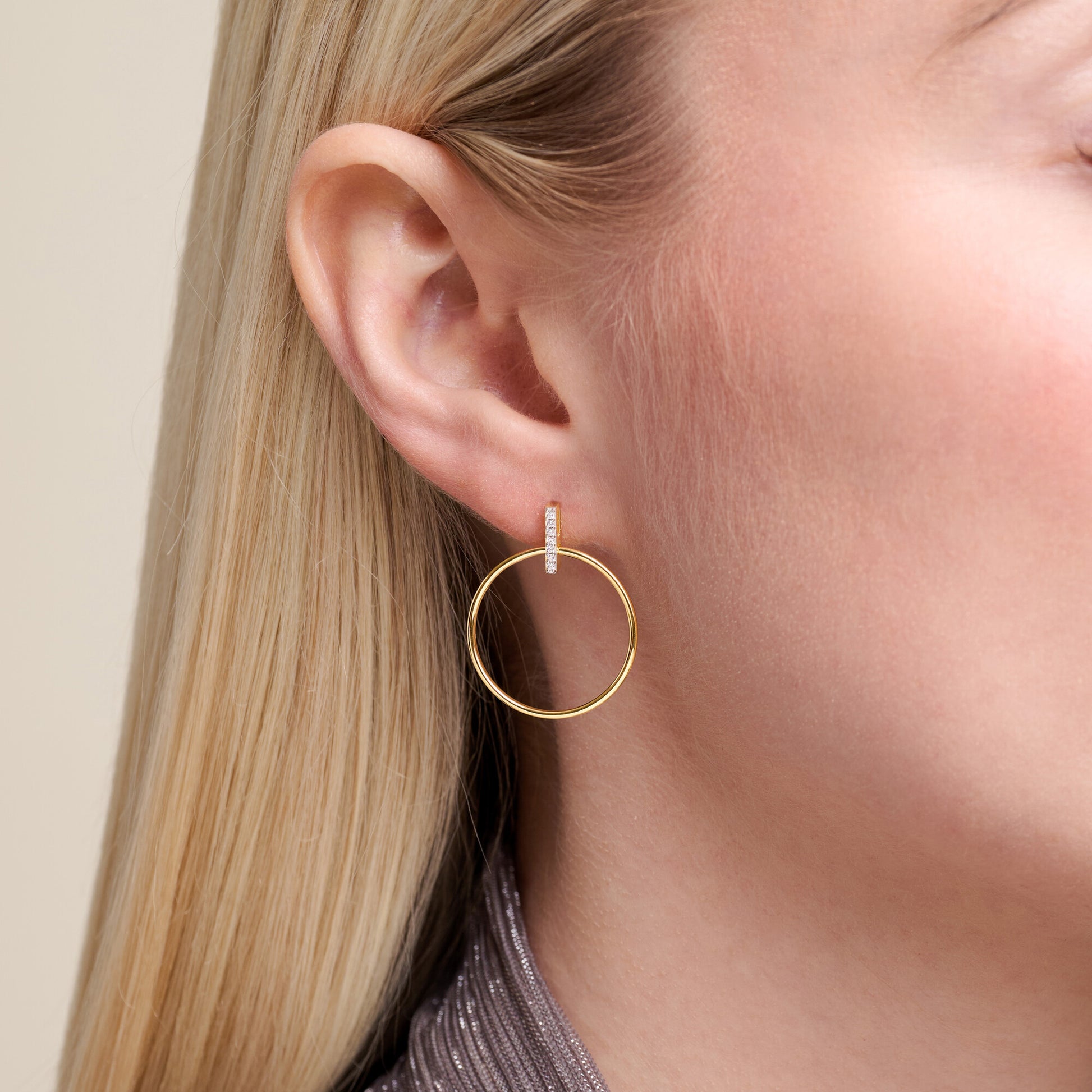 Front Hoop Stud Earrings in 14K Yellow Gold-Plated Sterling Silver | M by Monte Luna