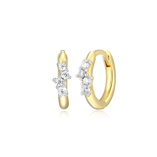 Petite Scattered Lab-Created Huggie Earrings in 14K Yellow Gold-Plated Sterling Silver | M by Monte Luna