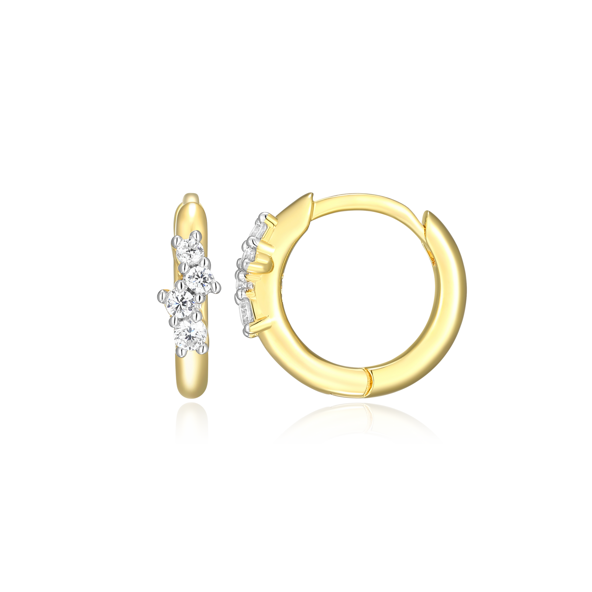 Petite Scattered Lab-Created Huggie Earrings in 14K Yellow Gold-Plated Sterling Silver | M by Monte Luna