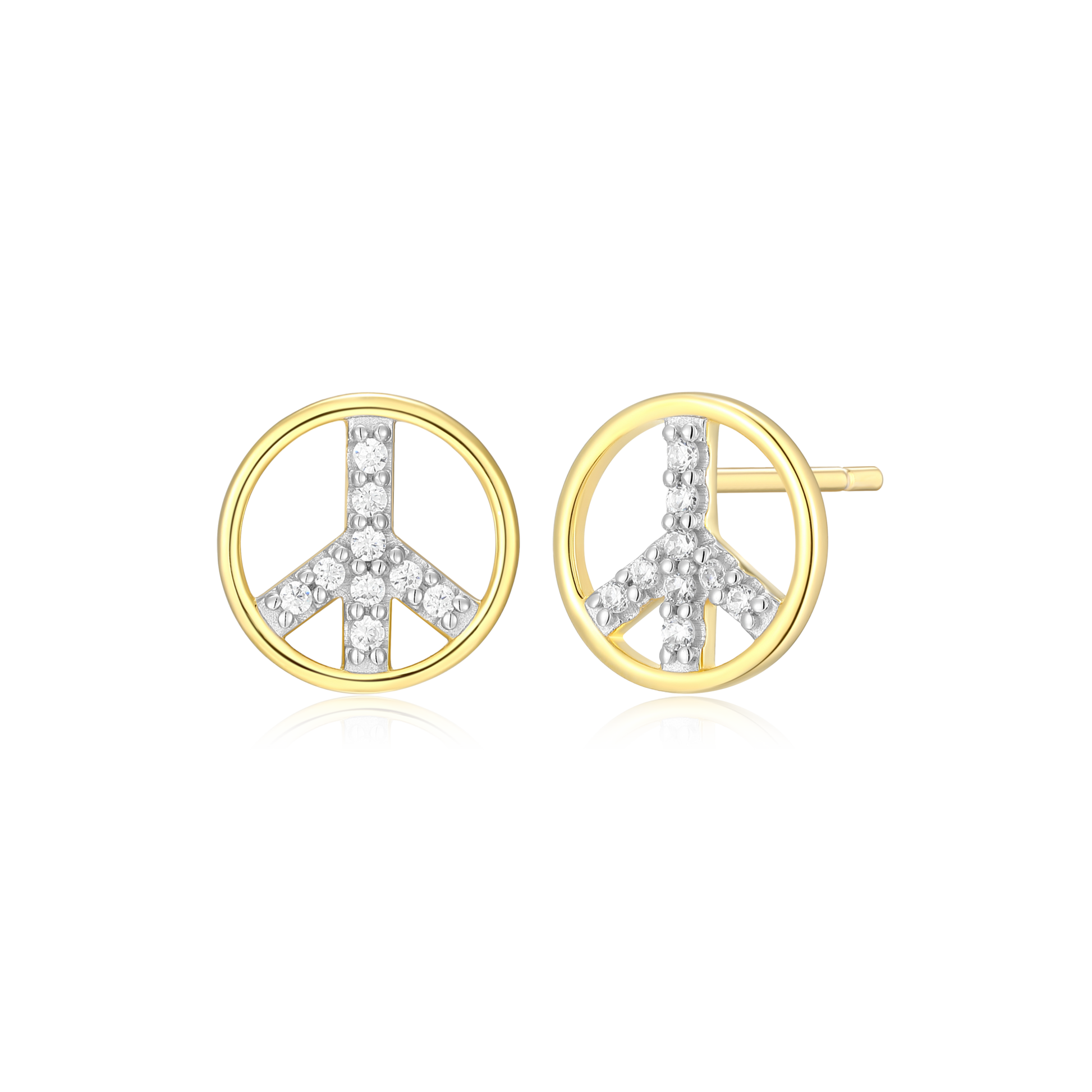 Peace Stud Earrings in 14K Yellow Gold-Plated Sterling Silver | M by Monte Luna