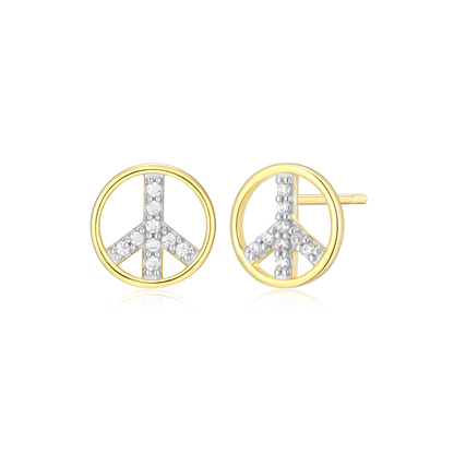 Peace Stud Earrings in 14K Yellow Gold-Plated Sterling Silver | M by Monte Luna