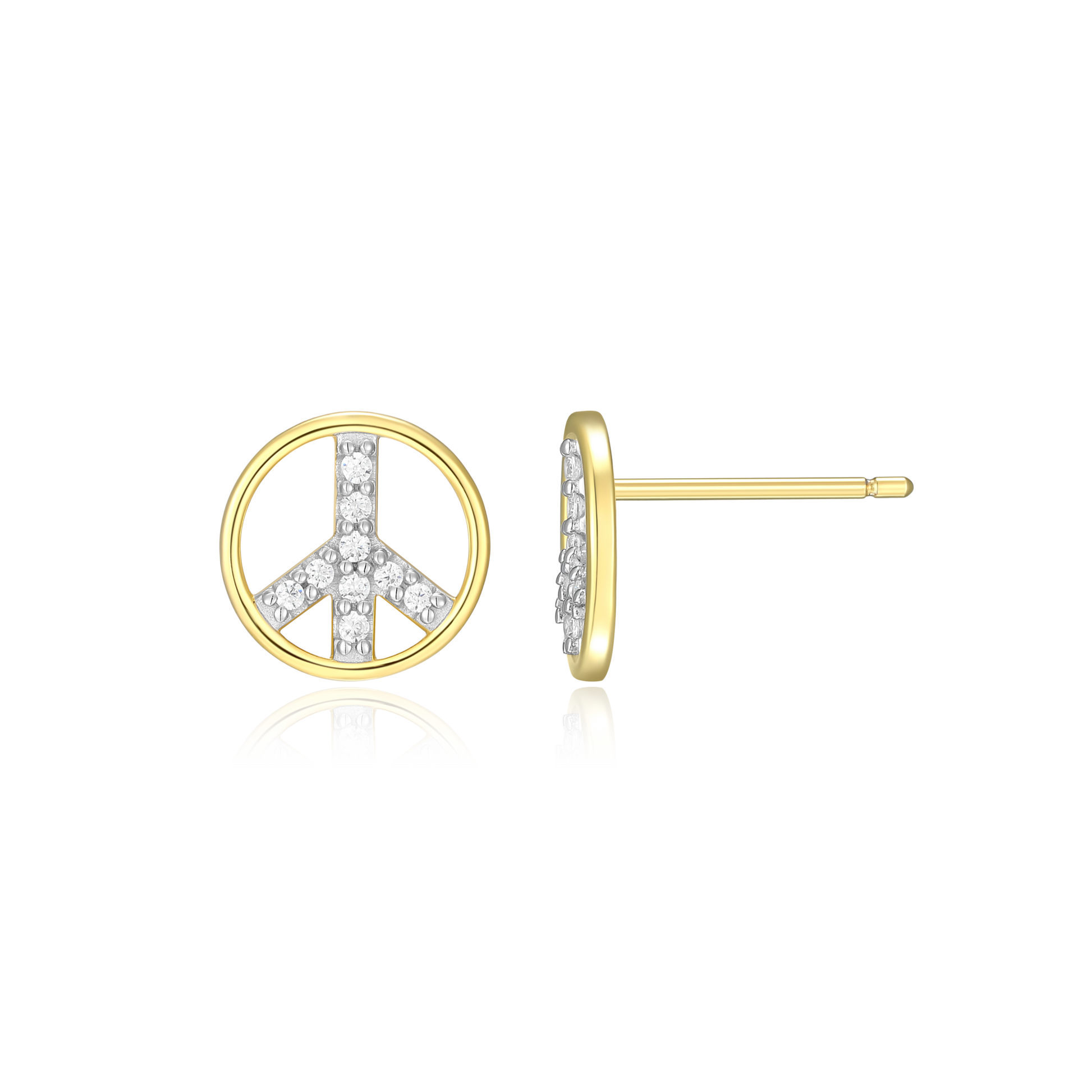 Peace Stud Earrings in 14K Yellow Gold-Plated Sterling Silver | M by Monte Luna